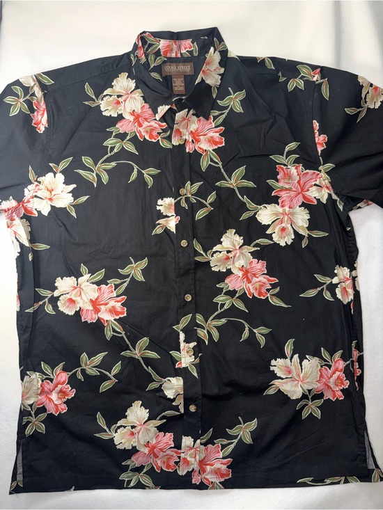 Cooke Street Other - Cooke Street Black Floral Short-Sleeve Button-Down Shirt - Red & Cream Blooms